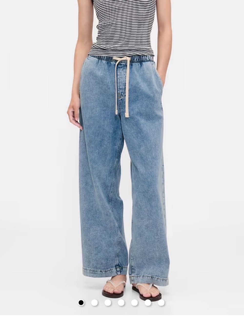 GAP Light Blue Wide-Leg Drawstring Denim Jeans